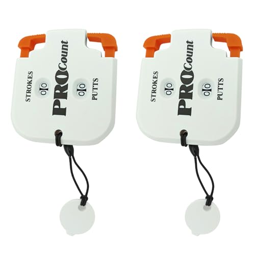 Golf Stroke Counter 2 Digit 1-99 Portable Score Keeper with Reset Keychain for Golf Competitions Games - color: White+Orange, size: 2 Pack
