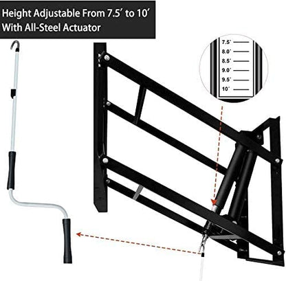 Katop Wall Mount Basketball Hoop with 60"x36", 72"x42" Tempered Glass Backboard, Effortlessly Height Adjustable from 7.5' to 10', Pre Installed Pads and Heavy Duty Basketball Rim and Net - style: 72 Inch Backboard
