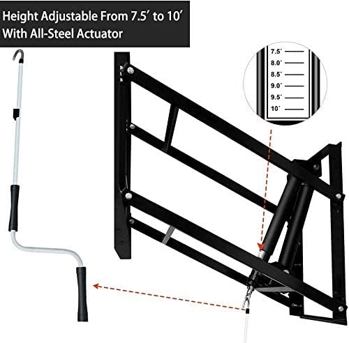 Katop Wall Mount Basketball Hoop with 60"x36", 72"x42" Tempered Glass Backboard, Effortlessly Height Adjustable from 7.5' to 10', Pre Installed Pads and Heavy Duty Basketball Rim and Net