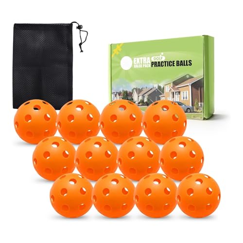FINGER TEN Golf Practice Balls Plastic Colored Value 12/24/36/50 Pack, Limited Flight Sports Training Ball for Men Women, Indoor Outdoor Driving Range Backyard Use