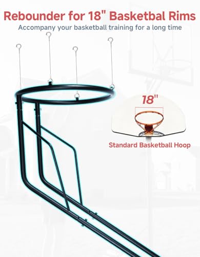 Basketball Rebounder, Heavy Duty & Quick Release Basketball Return Attachment, 180 Degree Rotatable Chute Shot Returner for 18" Rim Indoor and Outdoor Basketball Trainning Equipment
