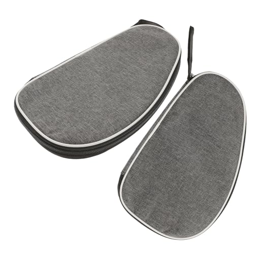 Levemolo 2pcs Table Tennis Paddle Case Set with Ball Holder, Portable Gray Shell Storage Bag for Ping Pong Racket Protection and Sports Organizer
