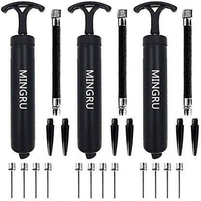 Ball Pump for Basketball, Soccer, Volleyball, Rugby, Water Polo Ball & Other Inflatables Air Pump, Needles and Nozzles Included - color: 3 PACK - BLACK