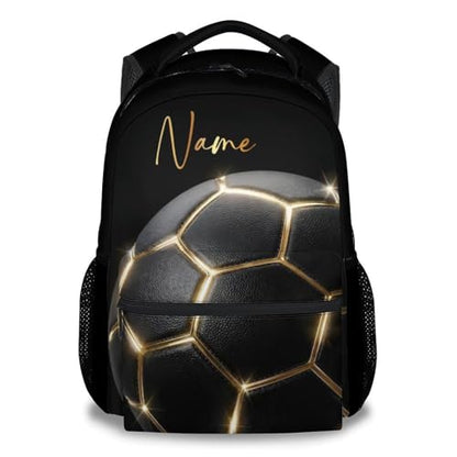 Custom Backpack for Kids - Soccer Backpacks for Boys Toddler, 17 Inch Large Capacity Soccer Lovers Schoolbag for Kindergarten Elementary - color: Black
