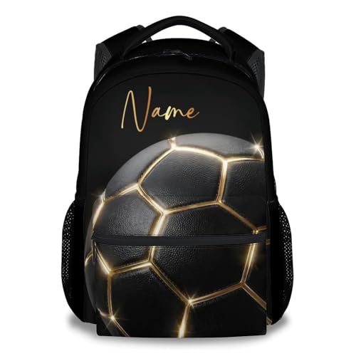 Custom Backpack for Kids - Soccer Backpacks for Boys Toddler, 17 Inch Large Capacity Soccer Lovers Schoolbag for Kindergarten Elementary - color: Black
