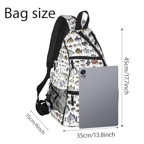 Pickleball Bag Sea Fish Pickle Ball Backpack for Women Men Premium Lightweight Crossbody Sling Bag Sports Backpack for Pickleball Paddle Tennis - color: Sea Fish