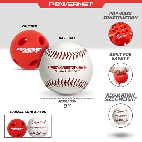 PowerNet Crushers & Weighted Balls, Softball Baseball Hitting Trainer for Improved Speed, Power & Coordination, Batting Practice Baseballs 24 Balls - style: Crushers & Baseballs