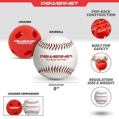 PowerNet Crushers & Weighted Balls, Softball Baseball Hitting Trainer for Improved Speed, Power & Coordination, Batting Practice Baseballs 24 Balls - style: Crushers & Baseballs