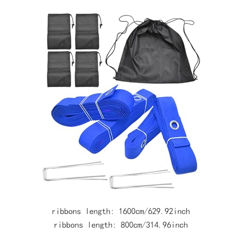 Beach Volleyball Court Boundary Lines Kit Portable with Metal Anchors 52.5 ft and 26.2 ft Line - color: Blue
