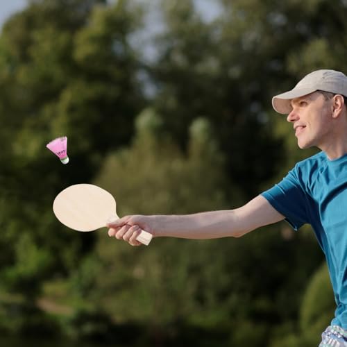 BESPORTBLE Racket Suit 4pcs Wooden Beach Paddles with Comfortable Grip for Outdoor Sports Badminton and Table Tennis Fun