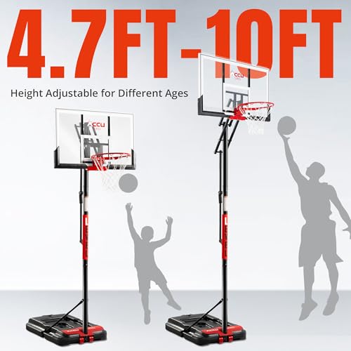 Basketball Hoop 4.7-10ft Adjustable Portable Basketball Goals System with 44-48 Inch Angle Adjustable Backboard, for Youth and Adults Outdoor Indoor Use - style: 44 inch Backboard