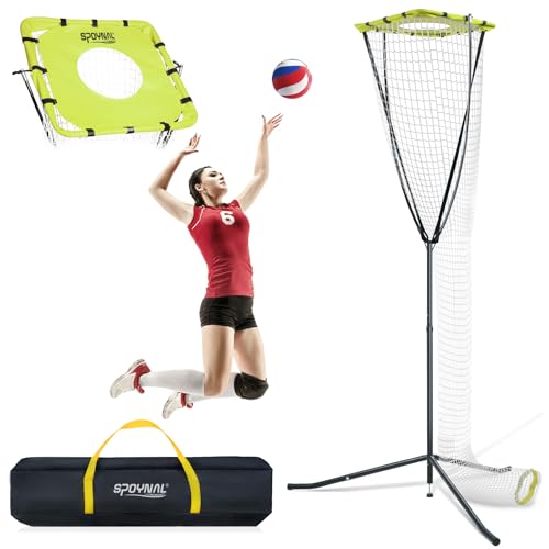Volleyball Training Equipment, Volleyball Setter Training Net with Adjustable Height (7.5-10.5 FT) & Angle, Serve Trainer Equipment with Carry Bag for Serving, Spiking & Setting Drills
