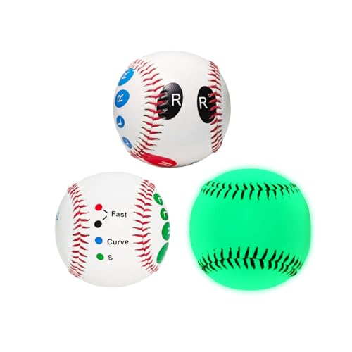 3pcs Pitching Grip Trainers, 2 Training Baseballs with Finger Placement + 1 Glow in the Dark Baseball, Training Equipment for Teenagers Beginners to Learn Multiple Grips, Soft