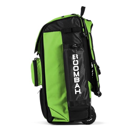 Boombah Catchers Superpack Hybrid Rolling Bat Bag - Multiple Colors - Wheeled & Backpack Version - color: Black/Lime Green