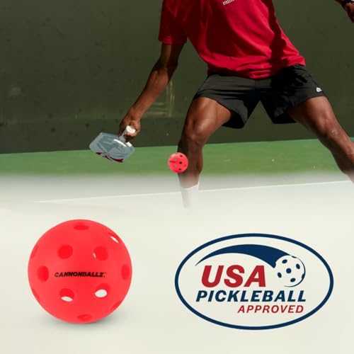 Cannonballz - Indoor Pickleball Balls Multi-Pack – 26 Hole Fluorescent Ember Pickleball Balls, USAPA Approved Indoor Pickleballs for Training, Practice & Tournament Performance - size: 300 Pack