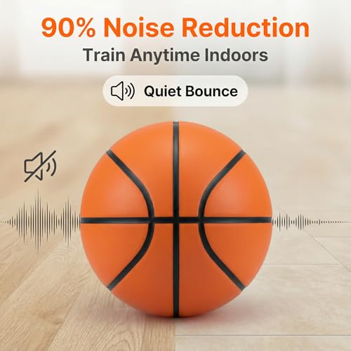 Silent Basketball Size 6 28.5" Airless Indoor Basketball for Training, Perfect for Home Use, Apartment, Gym - Real Feel & Weight 20.5-21oz, 80% Quieter, Girls' Basketball Gifts Brown