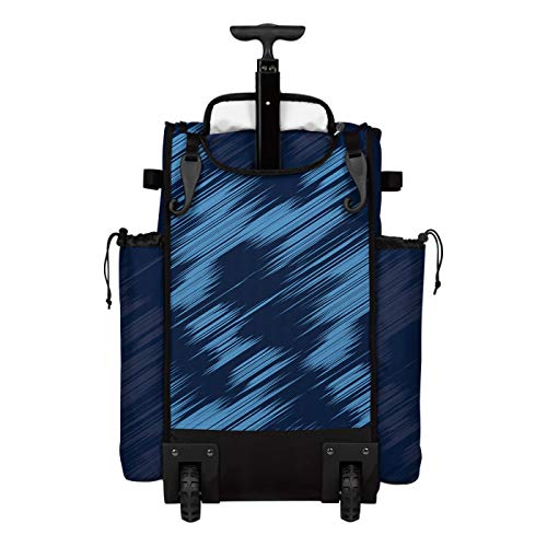 Boombah Rolling Superpack Scratch Baseball/Softball Gear Bag - 23-1/2" x 13-1/2" x 9-1/2" - Multiple Colors - Telescopic Handle and Holds 4 Bats - Wheeled Version - color: Navy/Columbia