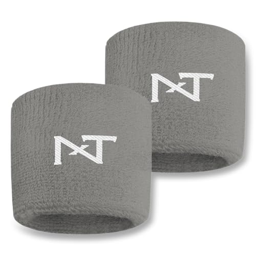 1 Pair Nxtrnd Sports Wristbands, Sweat-Absorbent Sweat Bands, Accessory for Football, Basketball, Tennis - color: Grey