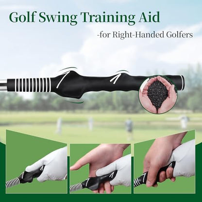 Retractable Golf Swing Training Aid, Portable Golf Swing Trainer for Warm Up Right-Handed Click Stick Golf Grip Trainer with Rhythm Click Sound, Golf Accessories for Beginners, Indoor Outdoor Practice