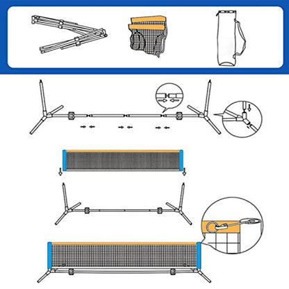 10 ft Mini Portable Soccer Tennis Net | Pickleball Net System with Carrying Bag for Driveway Backyard. Easy Assemble Beach Tennis Net | Tennis Practice for Indoor and Outdoor