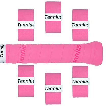 Tennis Racket Grip Tape, (6 or 9 Pack) Dry Feel Tennis Grips, Absorbent and Enhanced Tennis Racquet Overgrip - color: 6-Pack Pink