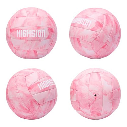 Soft Touch PU Leather Volleyball Official Size 5 Thickened Durable Indoor Outdoor Waterproof Volleyball for Teen Girls Kids Team Beginners Beach, Pool, Gym Training & Games(Deflated,With Pump)