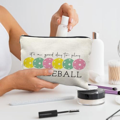 Pickleball Gifts for Women, Pickleball Makeup Bag Cosmetic Pouch, Pickleball Accessories Women - color: Colorful Pickleball