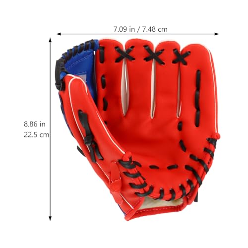 Holibanna PU Thickened Baseball Glove Red Pitcher Training Mitt for Infielder Men Youth Left Hand Throw Breathable Shockproof Anti-Slip Sports Batting Protective Gear
