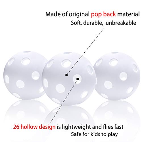 Anteer 12 Pack Plastic Baseball Practice Baseballs for Hitting, Indoor Outdoor Lightweight Balls Baseball Batting Training - color: White
