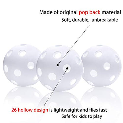 Anteer 12 Pack Plastic Baseball Practice Baseballs for Hitting, Indoor Outdoor Lightweight Balls Baseball Batting Training - color: White