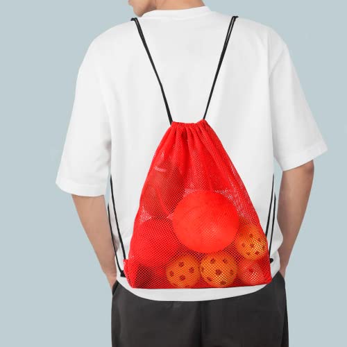 GSE Games & Sports Expert 19"x15" Red Mesh Backpack Bag. Mesh Drawstring Sports Equipment Sackpack for Gym Gear, Swimming, Toys, Baseballs/Softballs, Pickleballs - color: Red, style: 19"x15" Backpack(1-pack)