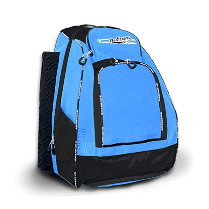 No Errors Sports RBP Rookie Baseball and Softball Backpack - Youth Baseball and Softball Bat Bag with Fence Hooks - Baseball and Softball Equipment Bag for Kids - color: Lt. Blue