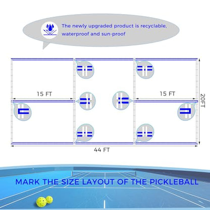 Reusable Pickleball Court Marking Kit, 44x20 Feet Durable Plastic Full-Court Pickleball Court Stencil Kit for Concrete, Instead of Paperboard, Easy Layout with All Accessories Included - style: PICKLEBALL