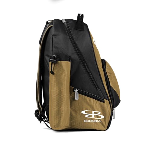 Boombah Tyro Baseball/Softball Bat Backpack - 20" x 15" x 10" - Holds 2 Bats up to Barrel Size of 2-5/8" - color: Black/Vegas Gold