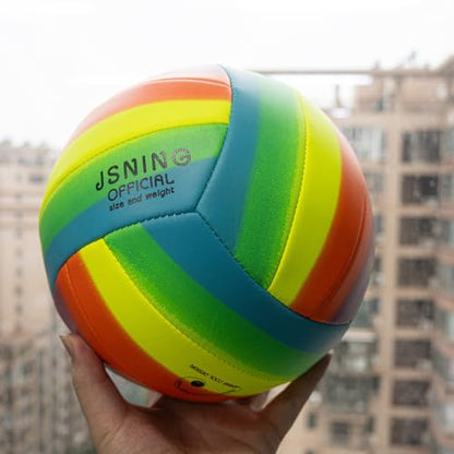 100% Waterproof Soft Beach Volleyball for Play in and Out of Water, Outdoor Regulation Size 5 for Beach and Pool, Rainbow