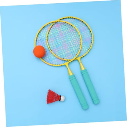 Badminton Racket Lightweight Outdoor Sports for Ages with Shuttlecocks and Tennis Ball Interactive Training Tool in Blue