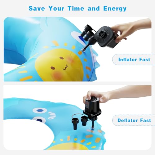 Electric Air Pump for Inflatables,Portable Quick-Fill Air Pump with 3 Nozzles,110-120V, Inflator & Deflator Pumps for Outdoor Camping, Air Mattress Beds,Boats,Inflatable Cushion,Couch,Pool Floats
