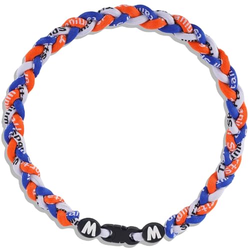 Willtok Premium 18inch Baseball Necklace w/Nylon Tri-Braided Rope Tornado Design - color: Orange Blue White