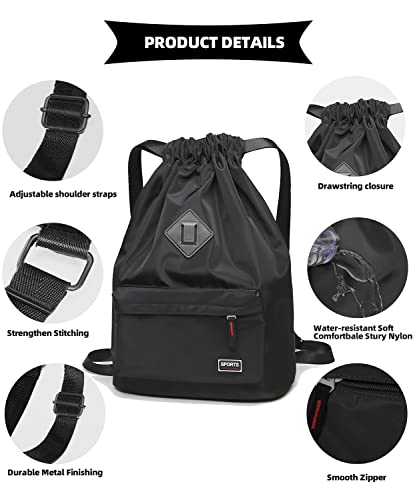 Peicees Waterproof Drawstring Sport Bag Lightweight Sackpack Backpack for Men and Women | Waterproof