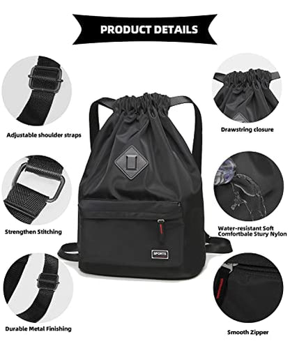 Peicees Waterproof Drawstring Sport Bag Lightweight Sackpack Backpack for Men and Women | Waterproof