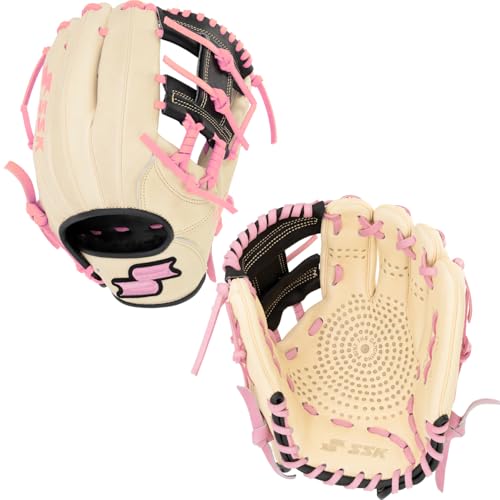 SSK Z5 Craftsman Infield Baseball Glove – 11.25” - 11.5” - 11.75” - 12” – Right & Left Hand Throw - color: Camel/Black/Pink, size: 11.5" - Right Hand Throw