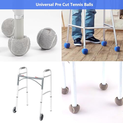 Walker Tennis Balls, Precut Tennis Balls for Walkers, Walker Glide Balls for Chairs, Desks, Furniture Legs and Floor Protection, Heavy Duty Long Lasting Felt Pad Glide Coverings -4PCS Blue - color: Blue-4pcs