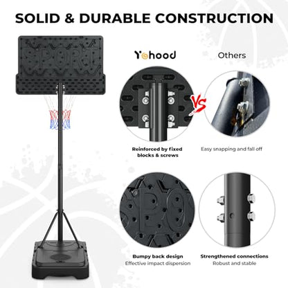 Yohood Kids Basketball Hoop, 3.6-7 FT Height Easy Adjustable, Portable Basketball Hoop Outdoor Indoor for Kids/Teens/Youth, 30" Backboard
