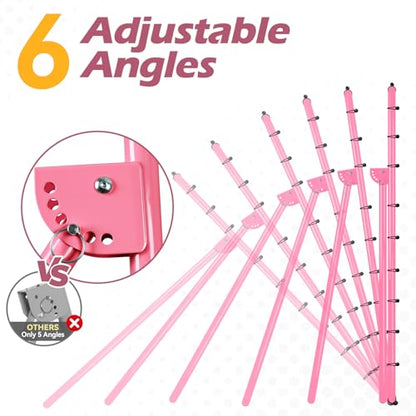 6-Angle Adjustable Volleyball Rebounder Net 7x4ft, High Stable Bounce Back Training Equipment for Practicing Volleying Bumping Spiking with High-Tension Net, PU Volleyball and Pump, Stakes - color: Pink