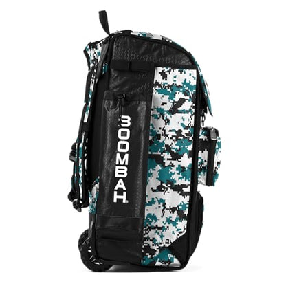 Boombah Catchers Superpack Hybrid Rolling Digital Camo Bat Bag - Multiple Colors - Wheeled & Backpack Version - color: Black/Teal