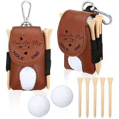 Realspring 8 Pcs Valentines Day Gift for Husband Him Gift Golf Ball Holder and 5 Pcs Wood Tees 2 Golf Ball for Men Boyfriend Husband Valentines Anniversary Christmas Birthday