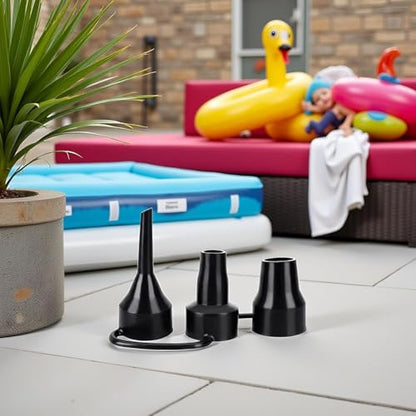 Black Air Pump Replacement Nozzles, Plastic Pump Nozzles, 3 Sizes Inflatable Pump Nozzles Head, Air Pump Inflator Adaptor Accessory for Partial Air Bed, Air Mattress Accessories