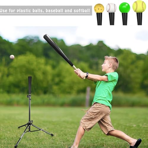 BaseGoal Batting Tee Baseball Tee,Softball Travel Portable Tee Tripod Stand Rubber Tee for Batting Training Practice with Carrying Bag - color: Black, style: Tee