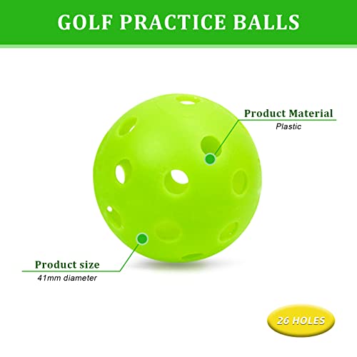 Plastic Golf Balls Practice Limited Flight Golf Training Ball Hollow Swing Practice Indoor Golf Balls with Mesh Drawstring Bag for Backyard Driving Range or Outdoor