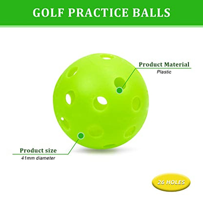 Plastic Golf Balls Practice Limited Flight Golf Training Ball Hollow Swing Practice Indoor Golf Balls with Mesh Drawstring Bag for Backyard Driving Range or Outdoor